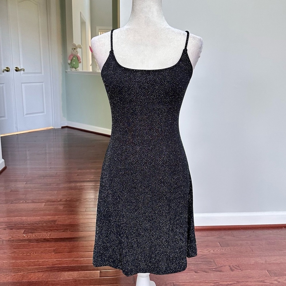 Carabella Collection Black Glitter Multi Simple Stretchy  Cocktail Dress Medium